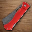 Rough Ryder Sous Chef Cleaver Folding Knife 4" Damascus Steel Blade Red Aluminum Handle