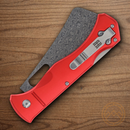 Rough Ryder Sous Chef Cleaver Folding Knife 4" Damascus Steel Blade Red Aluminum Handle