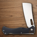 Rough Ryder Sous Chef Cleaver Folding Knife 4"  Stainless Steel Blade Black Aluminum Handle