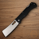 Rough Ryder Sous Chef Cleaver Folding Knife 4"  Stainless Steel Blade Black Aluminum Handle