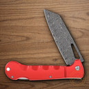 Rough Ryder Sous Chef Santoku Folding Knife 4.5" Damascus Steel Blade Red Aluminum Handle