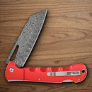 Rough Ryder Sous Chef Santoku Folding Knife 4.5" Damascus Steel Blade Red Aluminum Handle