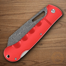 Rough Ryder Sous Chef Santoku Folding Knife 4.5" Damascus Steel Blade Red Aluminum Handle