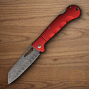 Rough Ryder Sous Chef Santoku Folding Knife 4.5" Damascus Steel Blade Red Aluminum Handle