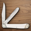Rough Ryder Arctic Fox Trapper Pocket Knife Stainless Steel Blades White Micarta Handle