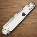 Rough Ryder Arctic Fox Trapper Pocket Knife Stainless Steel Blades White Micarta Handle