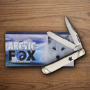 Rough Ryder Arctic Fox Trapper Pocket Knife Stainless Steel Blades White Micarta Handle