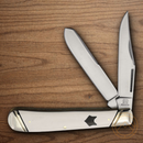 Rough Ryder Arctic Fox Trapper Pocket Knife Stainless Steel Blades White Micarta Handle