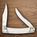 Rough Ryder Arctic Fox Small Moose Pocket Knife Stainless Steel Blades White Micarta Handle