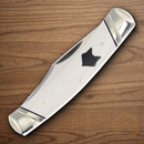 Rough Ryder Arctic Fox Small Moose Pocket Knife Stainless Steel Blades White Micarta Handle