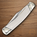 Rough Ryder Arctic Fox Small Moose Pocket Knife Stainless Steel Blades White Micarta Handle