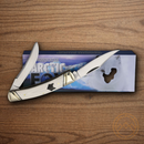 Rough Ryder Arctic Fox Small Moose Pocket Knife Stainless Steel Blades White Micarta Handle