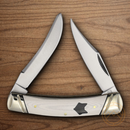 Rough Ryder Arctic Fox Small Moose Pocket Knife Stainless Steel Blades White Micarta Handle