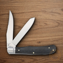 Rough Ryder Bearhead Trapper Pocket Knife 440A Steel Blade Black Pakkawood Handle
