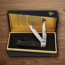 Rough Ryder Bearhead Trapper Pocket Knife 440A Steel Blade Black Pakkawood Handle
