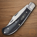 Rough Ryder Bearhead Saddle Horn Pocket Knife 440A Steel Blades Black Pakkawood Handle