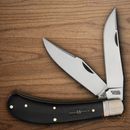 Rough Ryder Bearhead Saddle Horn Pocket Knife 440A Steel Blades Black Pakkawood Handle