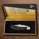 Rough Ryder Bearhead Saddle Horn Pocket Knife 440A Steel Blades Black Pakkawood Handle