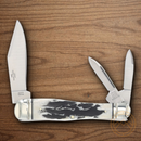 Rough Ryder Whittler Pocket Knife Stainless Steel Blades Black Bone Handle