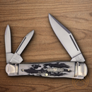 Rough Ryder Whittler Pocket Knife Stainless Steel Blades Black Bone Handle