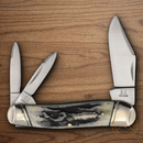 Rough Ryder Whittler Pocket Knife Stainless Steel Blades Black Bone Handle