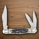 Rough Ryder Whittler Pocket Knife Stainless Steel Blades Black Bone Handle