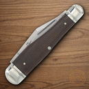 Rough Ryder Whittler Tater Skin Pocket Knife Steel Stainless Blades Brown Micarta Handle.
