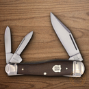 Rough Ryder Whittler Tater Skin Pocket Knife Steel Stainless Blades Brown Micarta Handle.