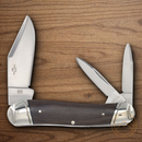 Rough Ryder Whittler Tater Skin Pocket Knife Stainless Steel Blades Brown Micarta Handle.
