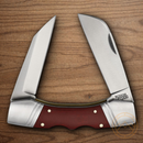 Rough Ryder Double Lockhorn Pocket Knife Stainless Steel Blades Red Micarta Handle.
