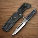Rough Ryder Survival Fixed Knife 7.5" D2 Tool Steel Blade Green Aluminum Handle.