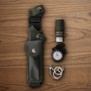 Rough Ryder Survival Fixed Knife 7.5" D2 Tool Steel Blade Green Aluminum Handle.