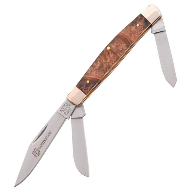 Rough Ryder Stockman Pocket Knife 440 Steel Clip / Spey And Sheepsfoot Blades Brown Wood Handle 261 -Rough Ryder - Survivor Hand Precision Knives & Outdoor Gear Store