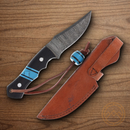 Rough Ryder Fixed Knife 3.75" Damascus Steel Blade Wenge Wood Handle.