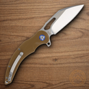 Rough Ryder Linerlock Folding Knife 3.5" 440 Steel Blade Tan G10 Handle.