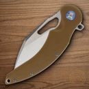 Rough Ryder Linerlock Folding Knife 3.5" 440 Steel Blade Tan G10 Handle.
