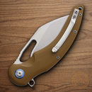 Rough Ryder Linerlock Folding Knife 3.5" 440 Steel Blade Tan G10 Handle.
