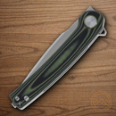 Rough Ryder Linerlock Folding Knife 3.25" 440 Steel Blade Black/Green G10 Handle.