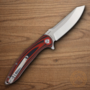 Rough Ryder Linerlock Folding Knife 3.25" 440 Steel Blade Red/Black G10 Handle.
