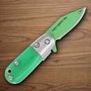 Rough Ryder Angry Lightning Bug Folding Knife 1.38" Stainless Steel Blade Green Acrylic Handle.