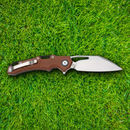 Rough Ryder Linerlock Folding Knife 3.75" D2 Tool Steel Blade Brown Micarta Handle.