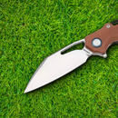Rough Ryder Linerlock Folding Knife 3.75" D2 Tool Steel Blade Brown Micarta Handle.
