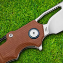 Rough Ryder Linerlock Folding Knife 3.75" D2 Tool Steel Blade Brown Micarta Handle.