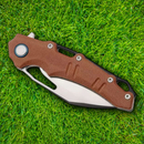 Rough Ryder Linerlock Folding Knife 3.75" D2 Tool Steel Blade Brown Micarta Handle.