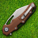Rough Ryder Linerlock Folding Knife 3.75" D2 Tool Steel Blade Brown Micarta Handle.
