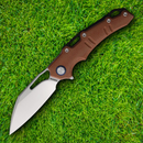 Rough Ryder Linerlock Folding Knife 3.75" D2 Tool Steel Blade Brown Micarta Handle.