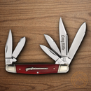 Rough Ryder Long Rifle Stockman Pocket Knife Stainless Steel Blades Red Bone Handle.