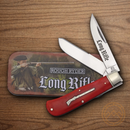 Rough Ryder Long Rifle Jumbo Trapper Pocket Knife Stainless Steel Blades Red Bone Handle.