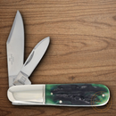 Rough Ryder Bluegill Barlow Pocket Knife Stainless Steel Blades Blue/Green Bone Handle.