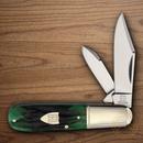 Rough Ryder Bluegill Barlow Pocket Knife Stainless Steel Blades Blue/Green Bone Handle.